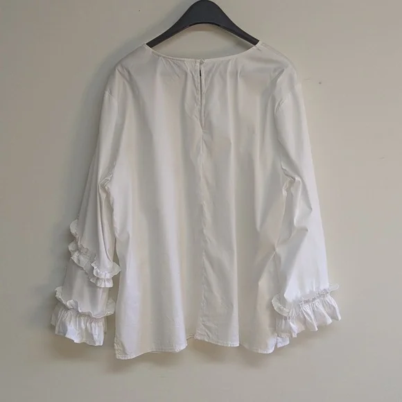Halogen Ruffled Boxy White Top Size XL - Picture 10 of 12